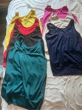 Women’s V-Neck Tank Top - Green, Navy, Pink, Yellow, Red, Black, Cream